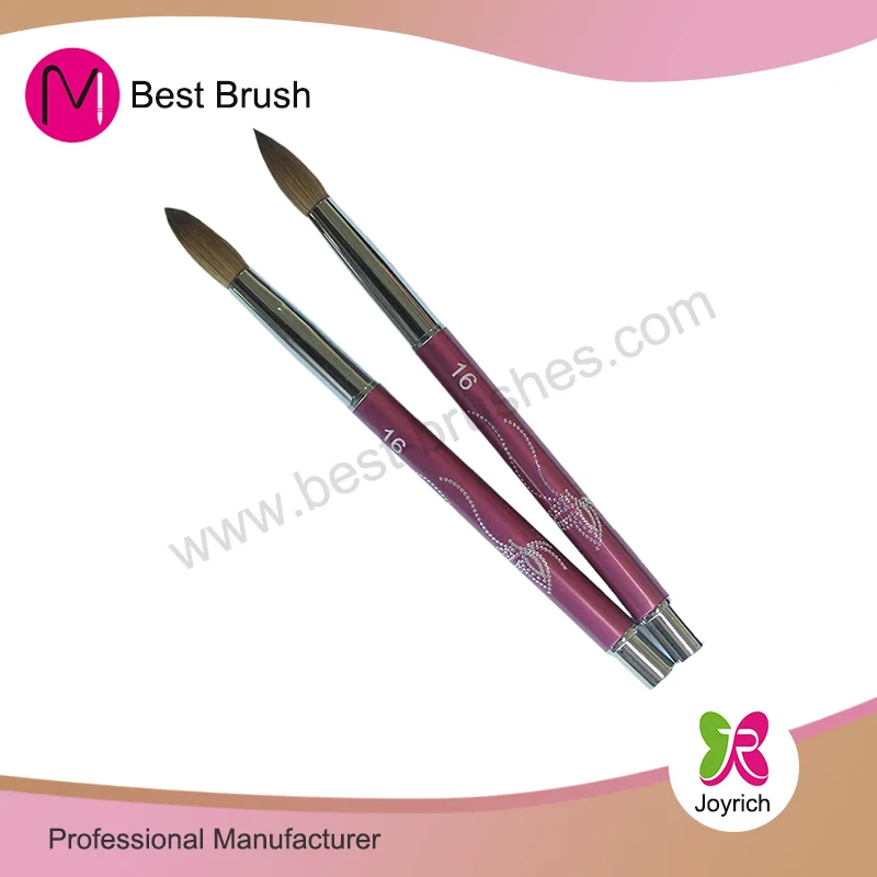 Pink Metal Kolinsky Acryl Nail Pinsel